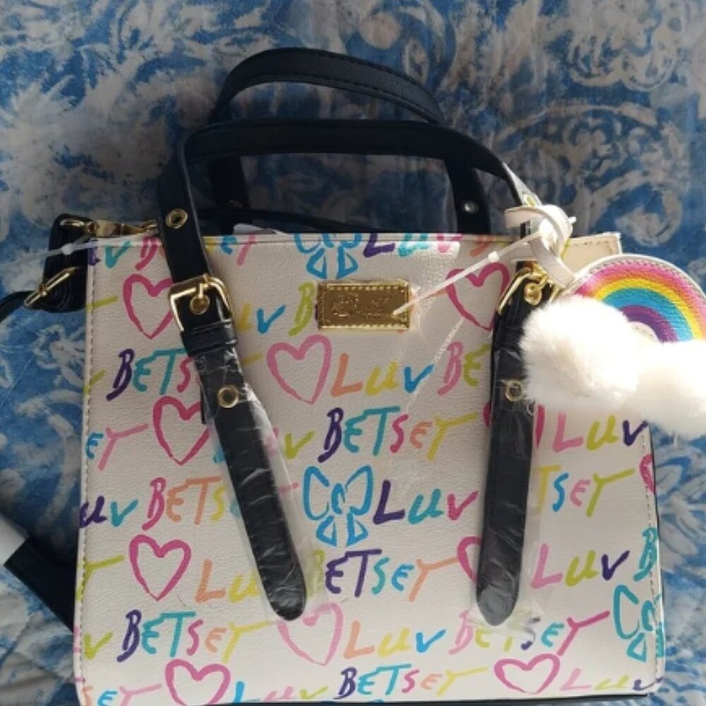 NEW Betsey Johnson SIGNATURE RAINBOW MED SATCHEL
